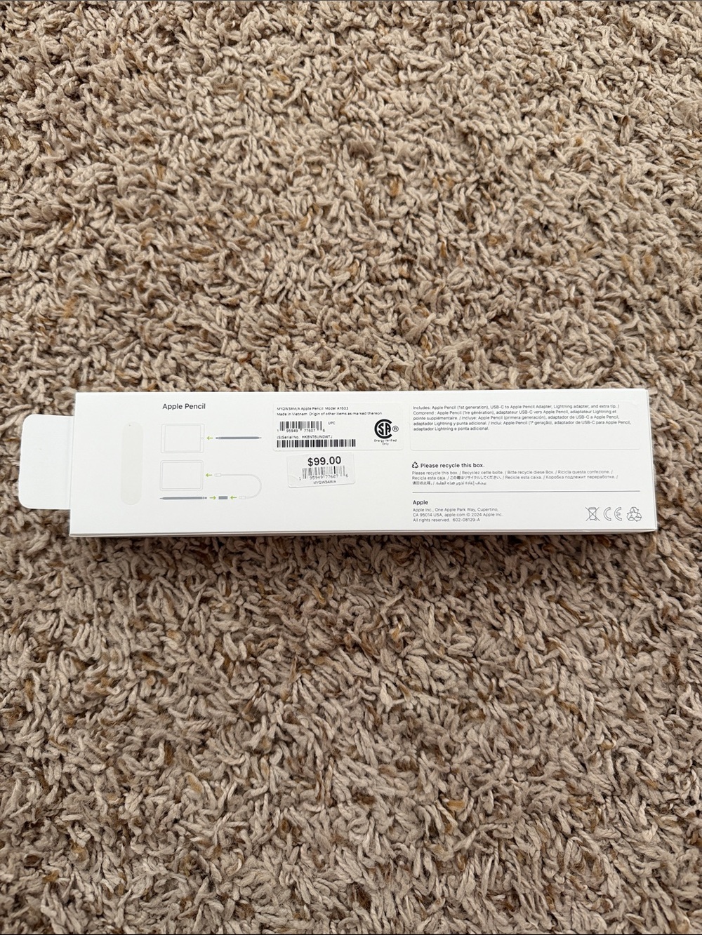 Apple Pencil Model A1603 - White Stylus with Silver Accent - Original Box - Picture 4 of 4